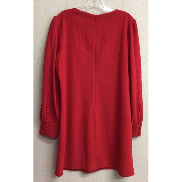 Chelsea 28 Dress Womens XL Red Crepe Crew Neck Work Career Holiday - Picture 9 of 9